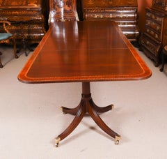 Vintage Crossbanded Twin Pillar Dining Table William Tillman 20th Century