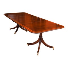 Vintage Crossbanded Twin Pillar Dining Table William Tillman 20th Century