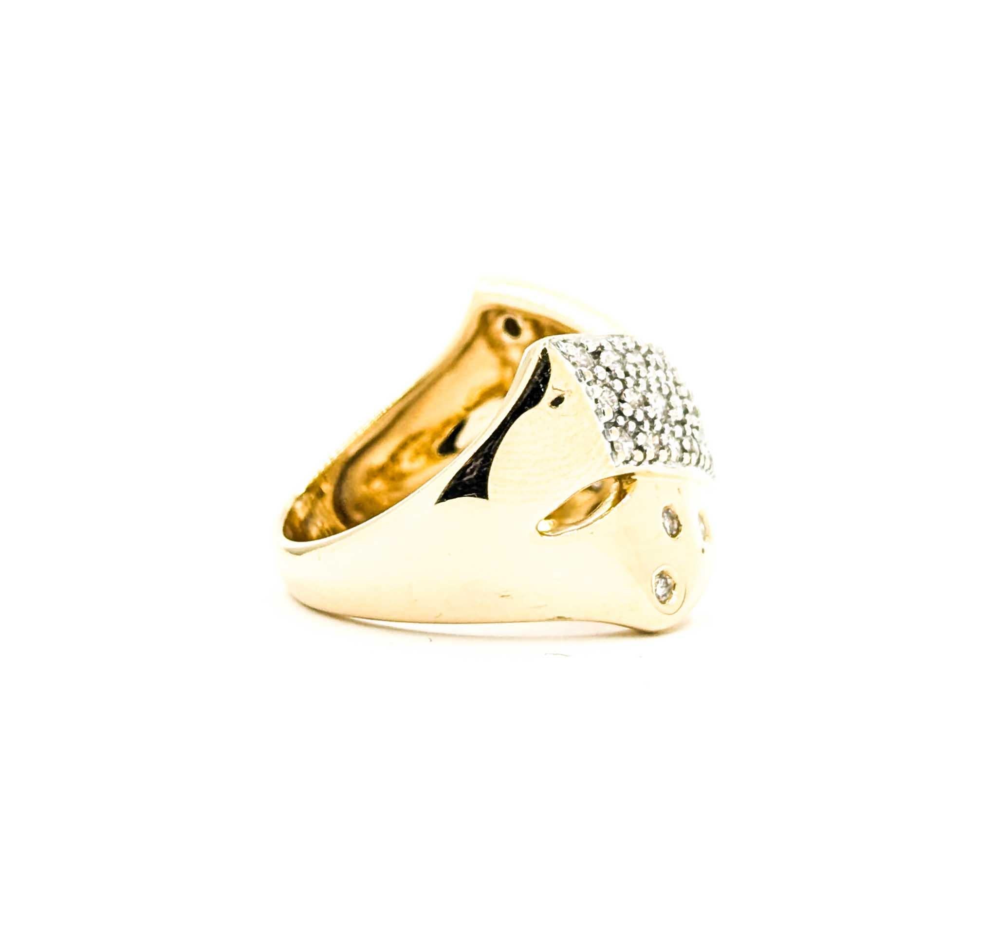Women's Vintage Crossover Diamond Ring in 14k Yellow Gold For Sale