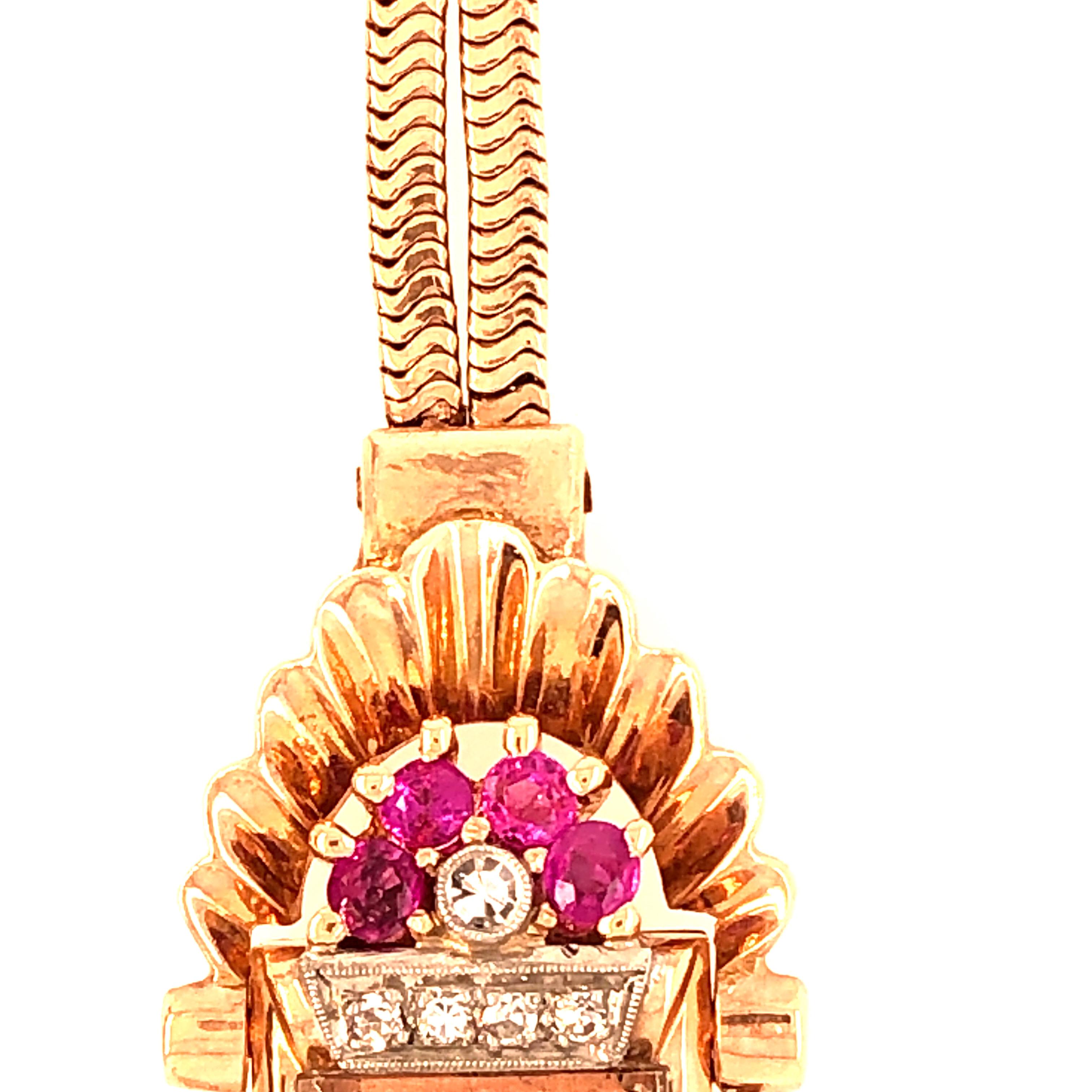 Women's or Men's Vintage Croton Ladies 14 Karat Gold Wristwatch 9 Total Diamonds For Sale