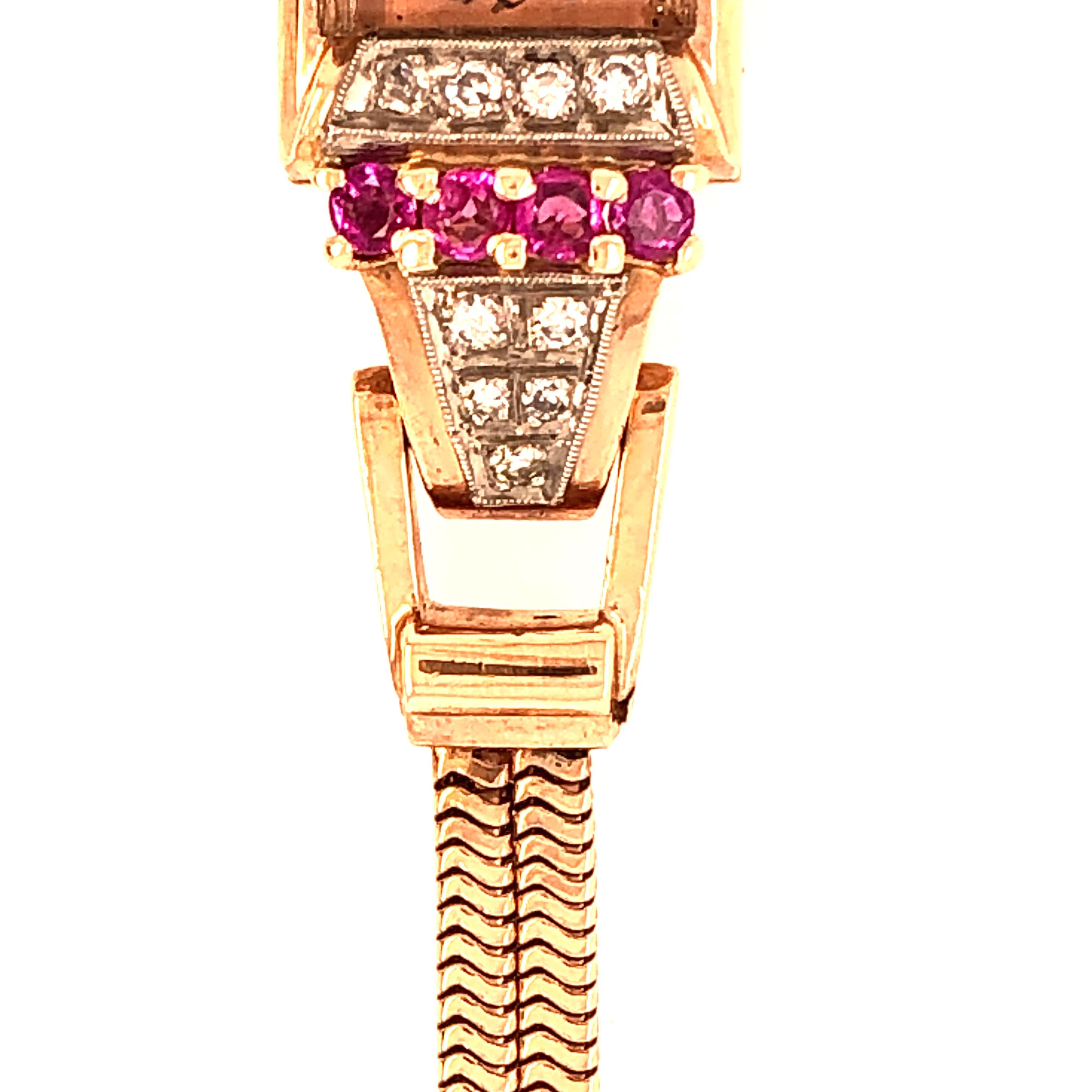 Vintage Croton Ladies 14 Karat Gold Wristwatch 9 Total Diamonds For Sale 1