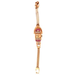 Vintage Croton Ladies 14 Karat Gold Wristwatch 9 Total Diamonds