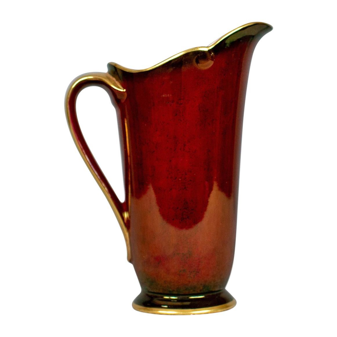 Vintage, Crown Devon Ewer, Decorative Jug, 3322, Rouge, Gold, Pearlescent For Sale