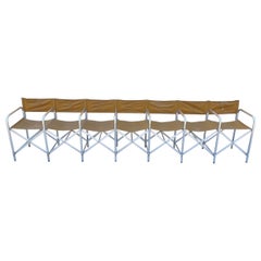 Retro Crown Mfg 7 Seat Aluminum Canvas Folding Chair Camping Sports Team Bench