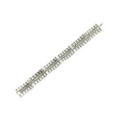 Vintage Crown Trifari Art Deco Silver & Crystal Cocktail Bracelet 1950s