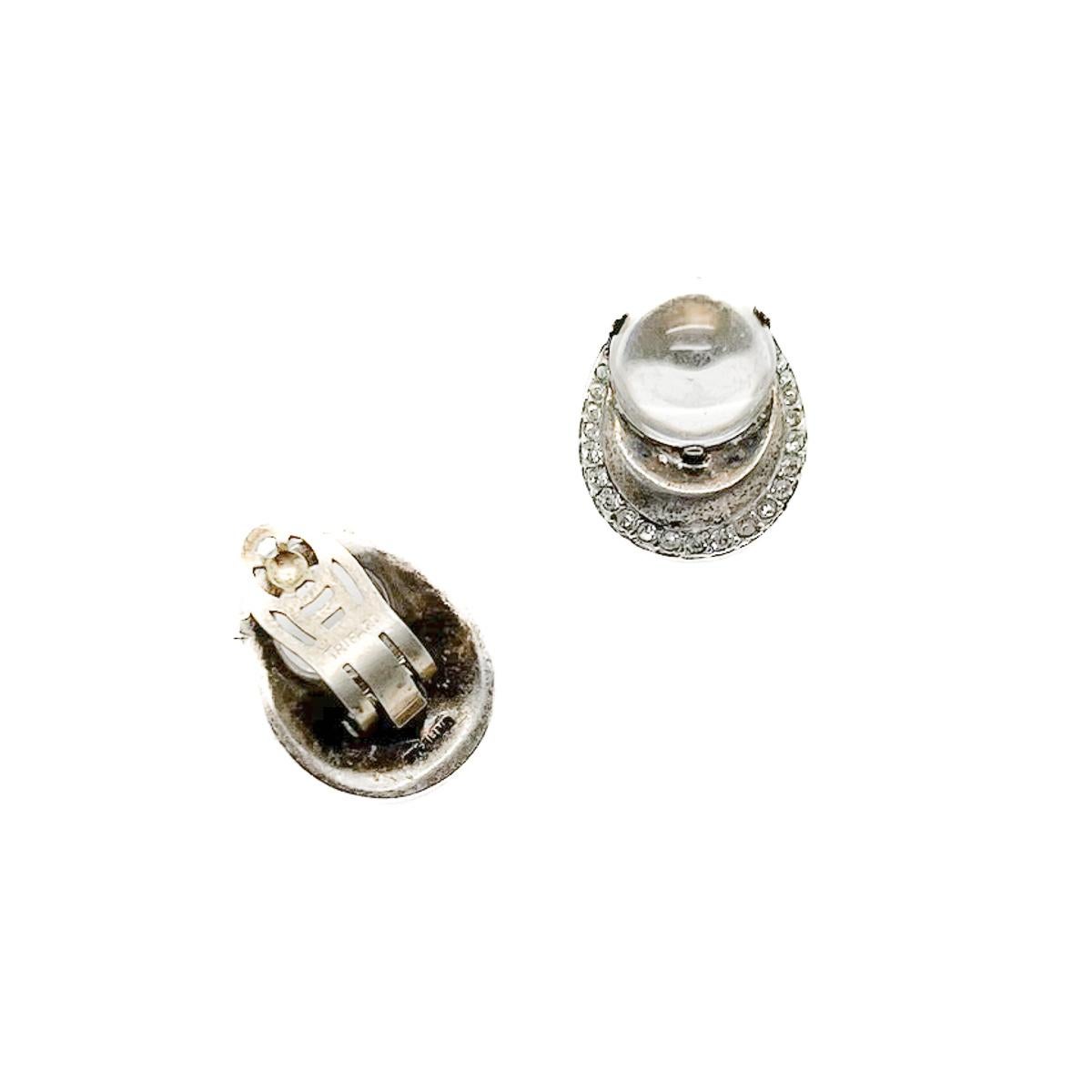Vintage Crown Trifari by Alfred Philippe Jelly Belly Earrings 1940s For Sale 2