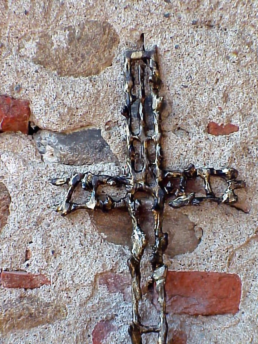 Italian Vintage Crucifix Attilio Biancardi Sculpture in Iron, Italy, 1970 For Sale