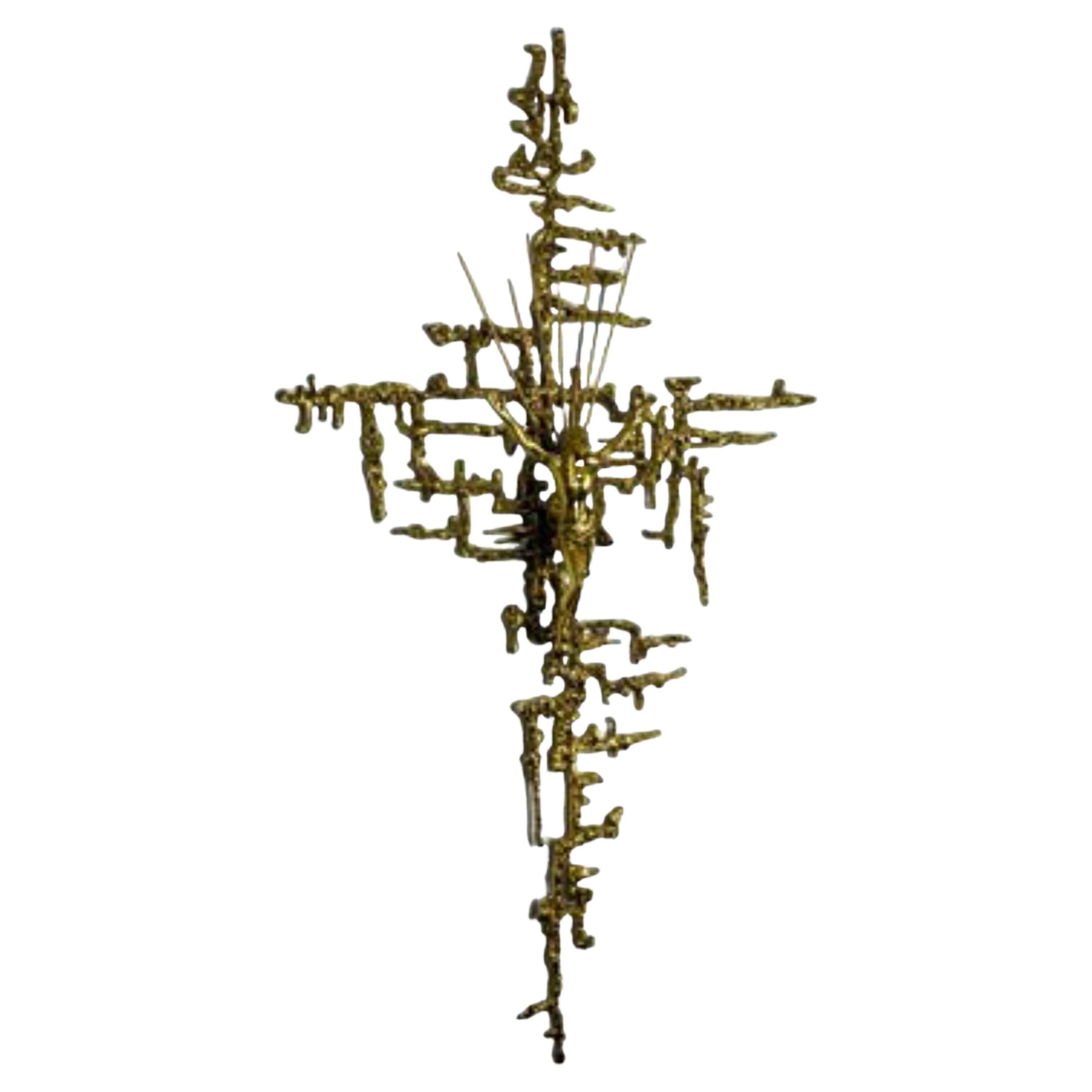 Vintage Crucifix of Christ in Brass, Spain, 1980s