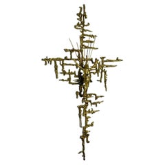 Vintage-Kristallkreuz Christi aus Messing, Spanien, 1980er Jahre