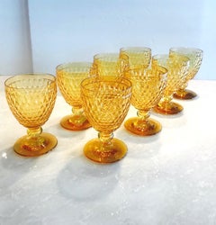 Vintage Crystal Amber Colored Goblets by Villeroy & Boch, Set of Eight
