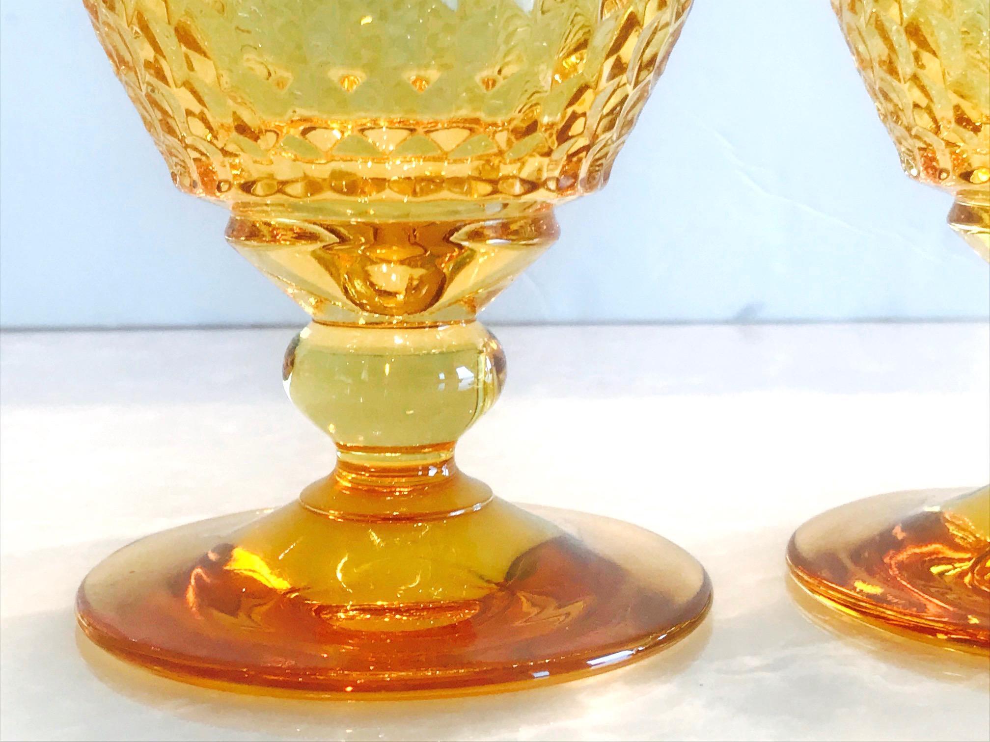 Vintage Crystal Amber Colored Goblets by Villeroy & Boch, Set of Eight In Excellent Condition In Fort Lauderdale, FL