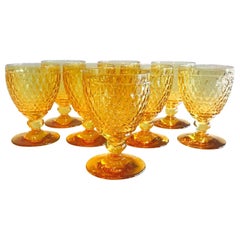 Vintage Crystal Amber Colored Goblets by Villeroy & Boch, Set of Eight