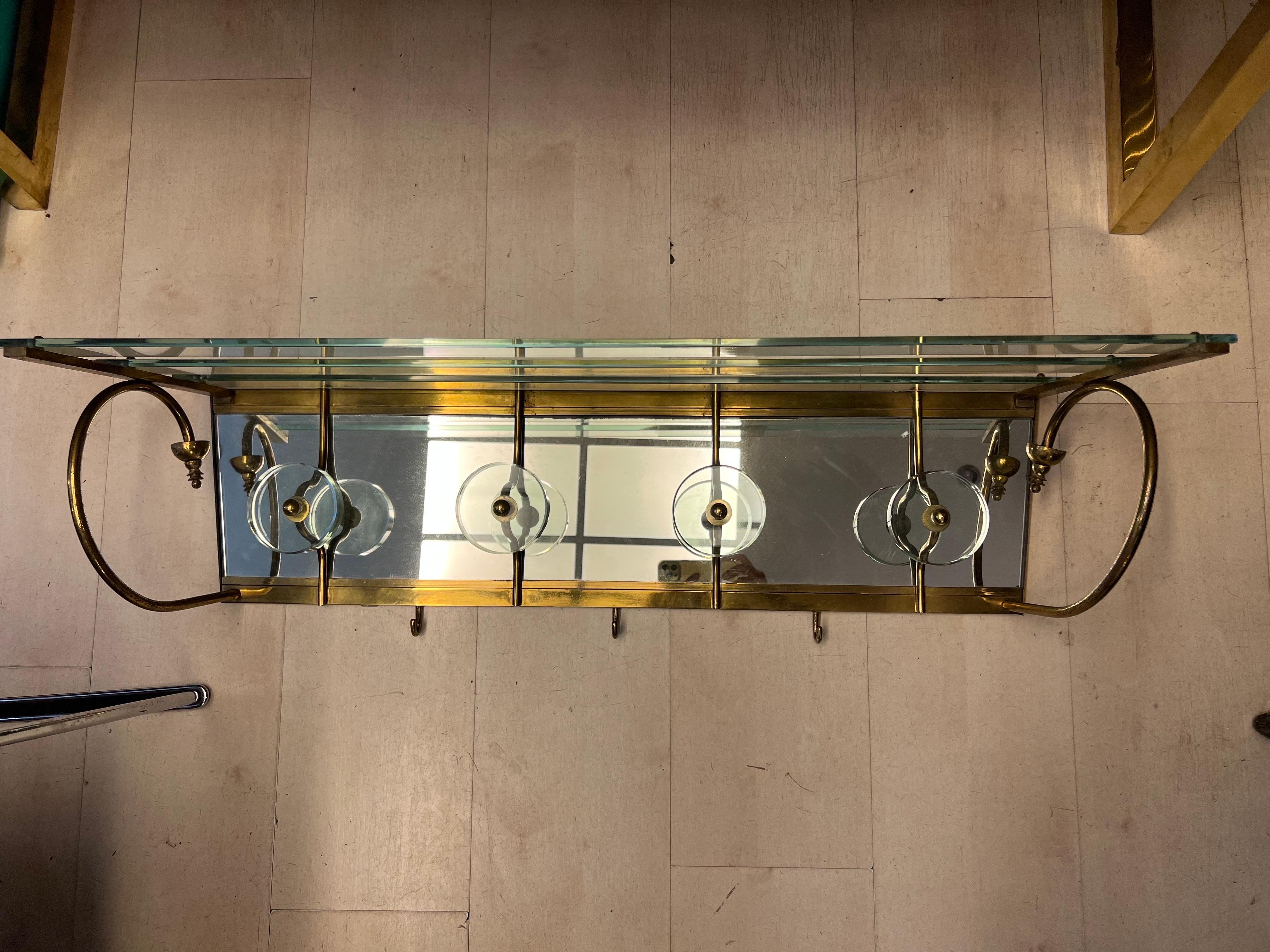 Vintage Crystal and Brass Coat Racks by Luigi Brusotti 1950s For Sale 9