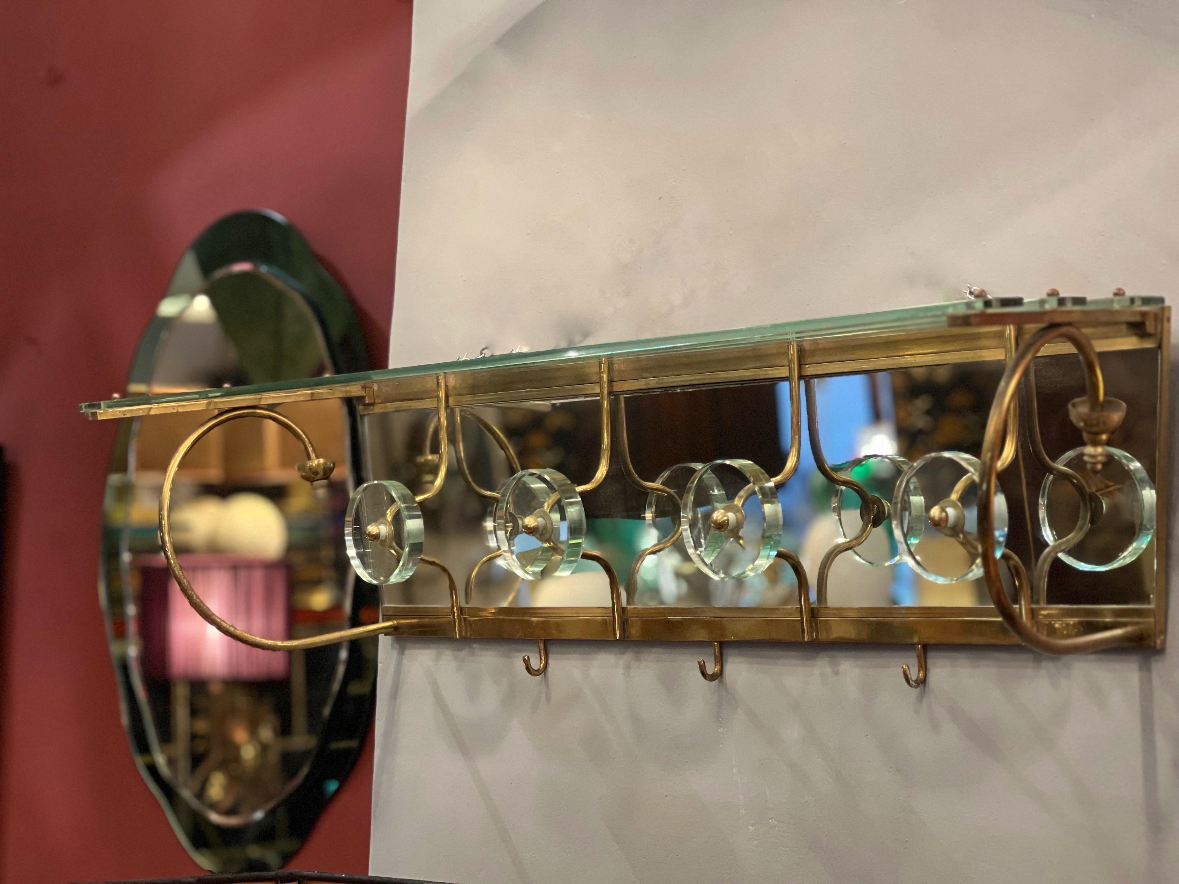 Mid-Century Modern Vintage Crystal and Brass Coat Racks, 1950s For Sale