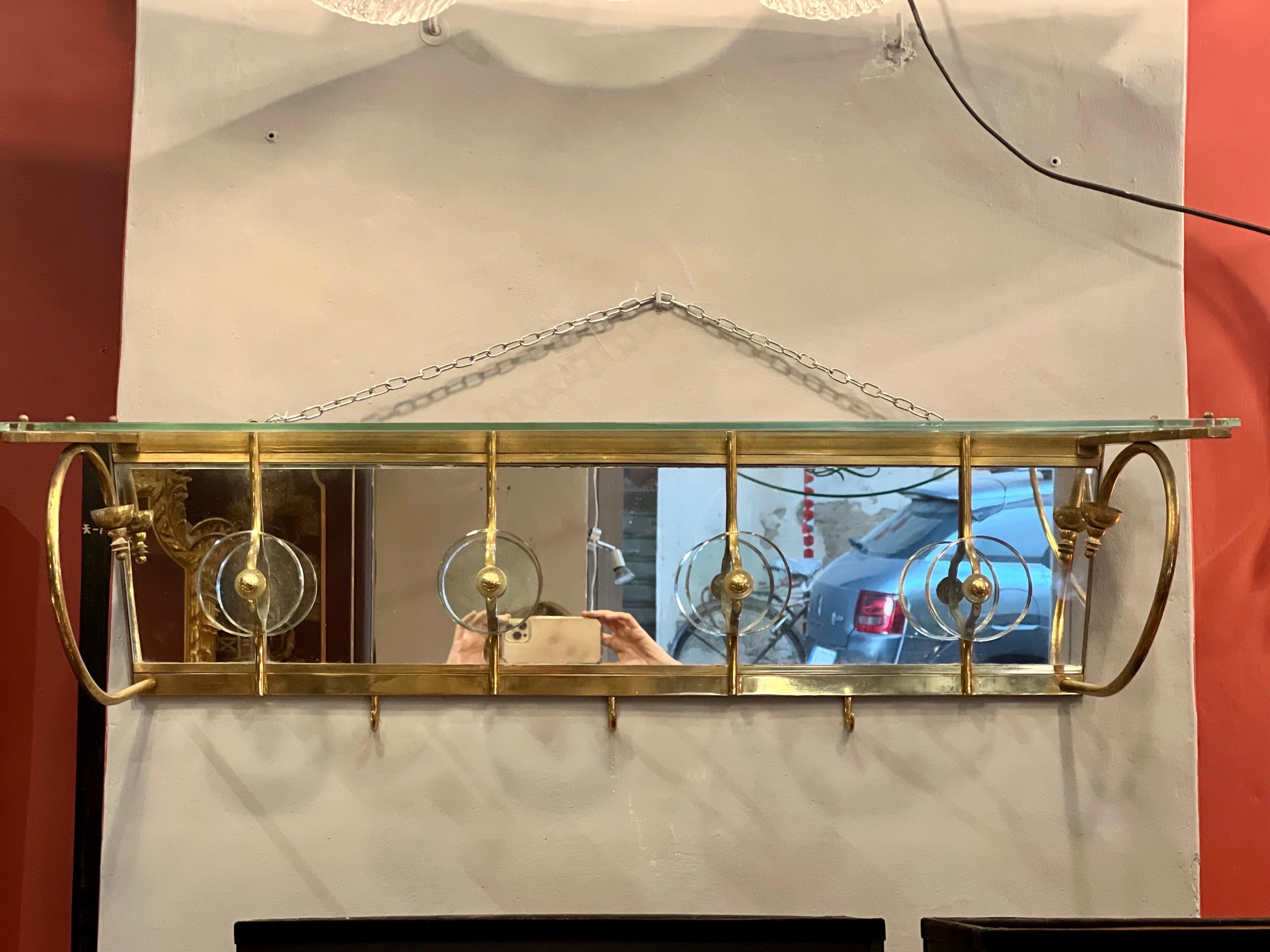 Vintage Crystal and Brass Coat Racks, 1950s In Excellent Condition For Sale In Florence, IT