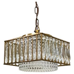 Vintage Crystal and Brass Pendant