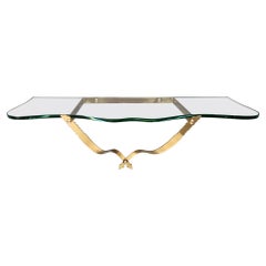 Vintage Crystal and Brass Wall-Mounted Console Table by Cristal Art, Turin Italy