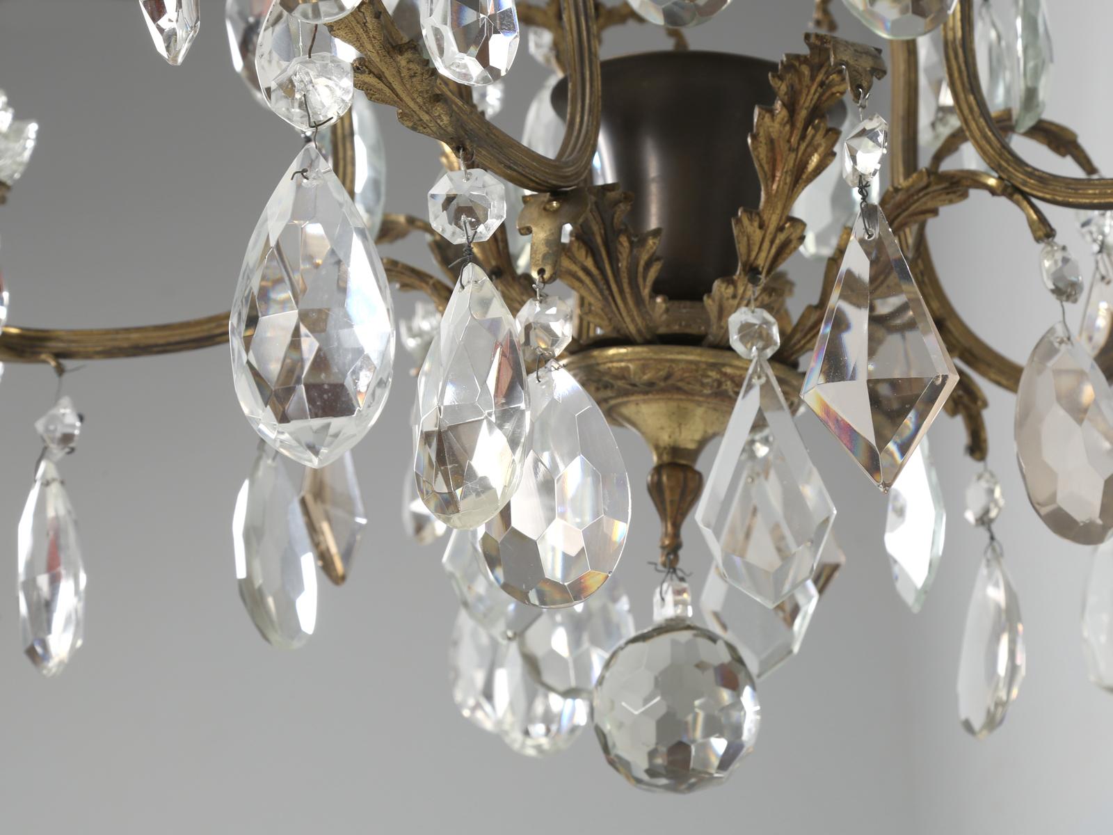 Vintage Crystal and Bronze Chandelier from Chicago North Shore Historic Home 7