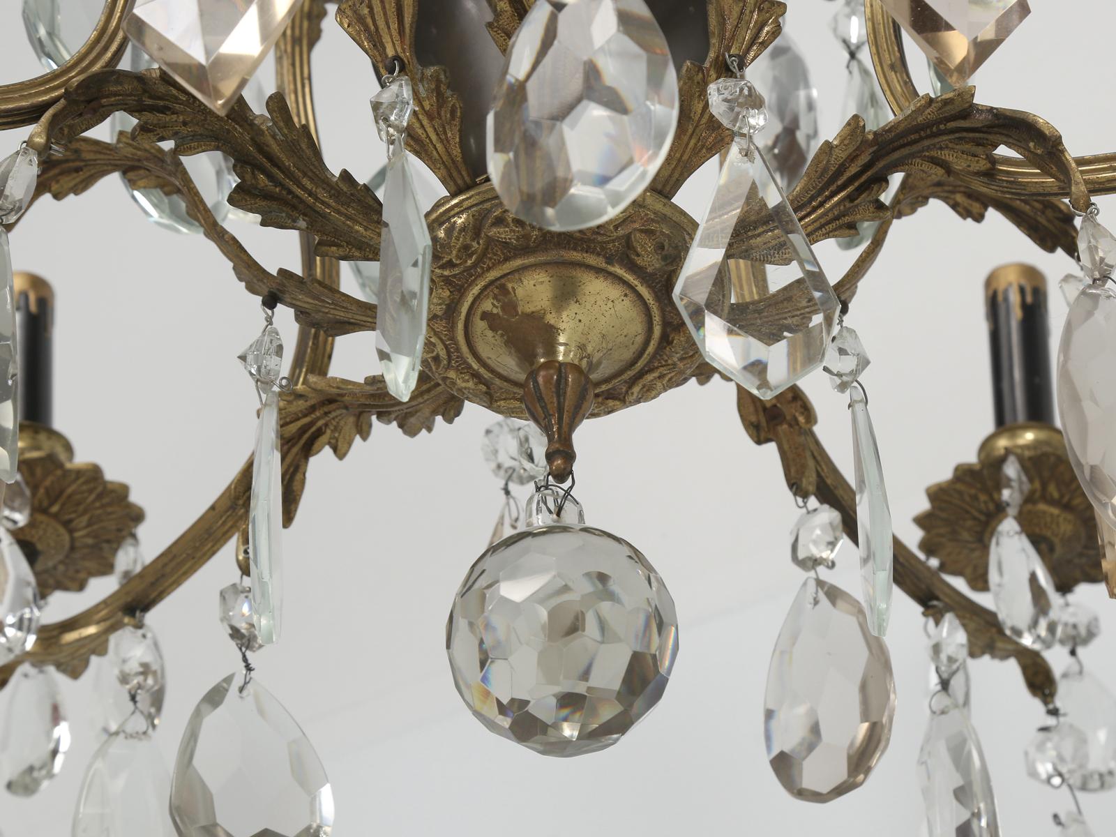 Vintage Crystal and Bronze Chandelier from Chicago North Shore Historic Home 9
