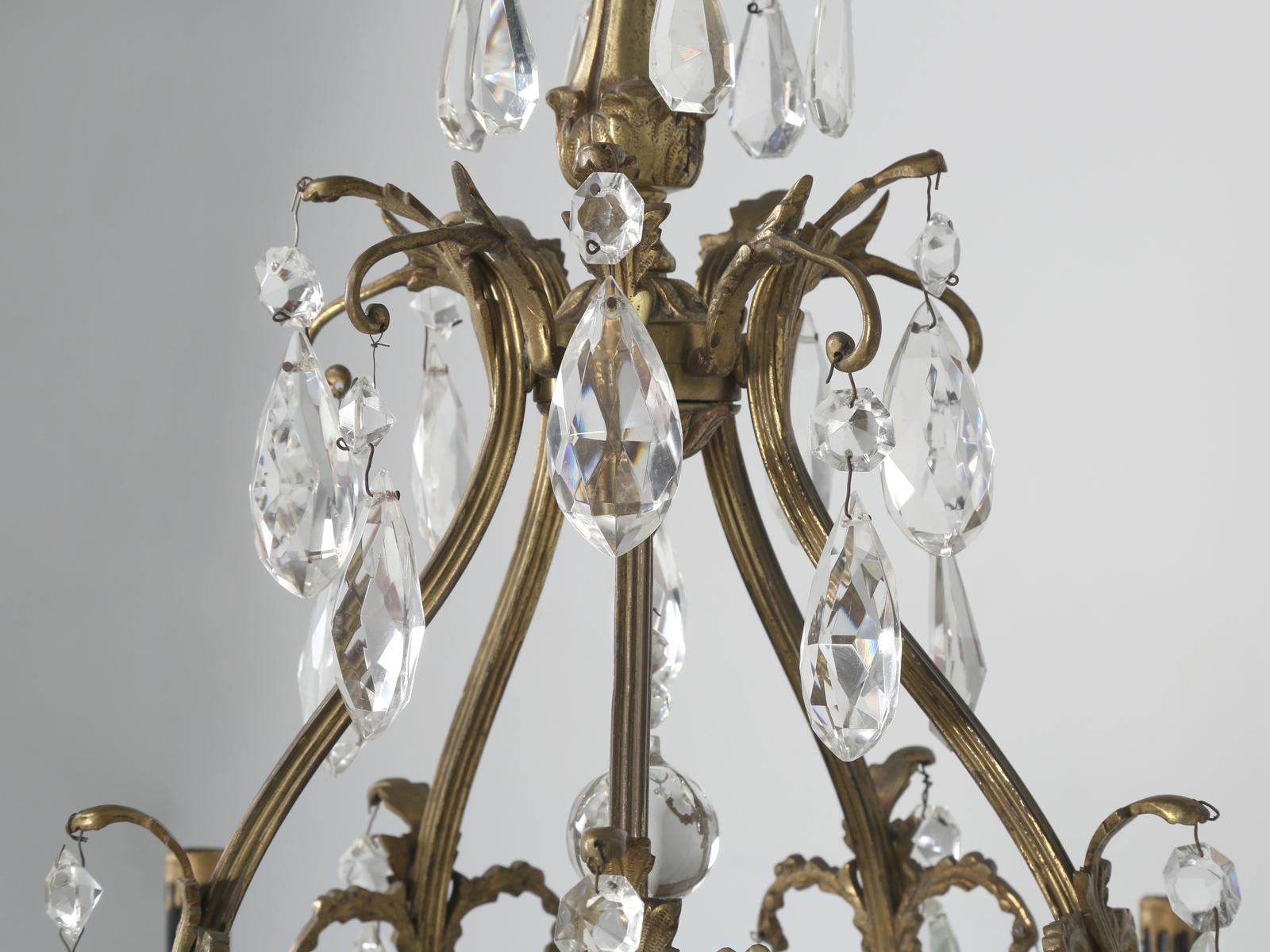 Hand-Crafted Vintage Crystal and Bronze Chandelier from Chicago North Shore Historic Home