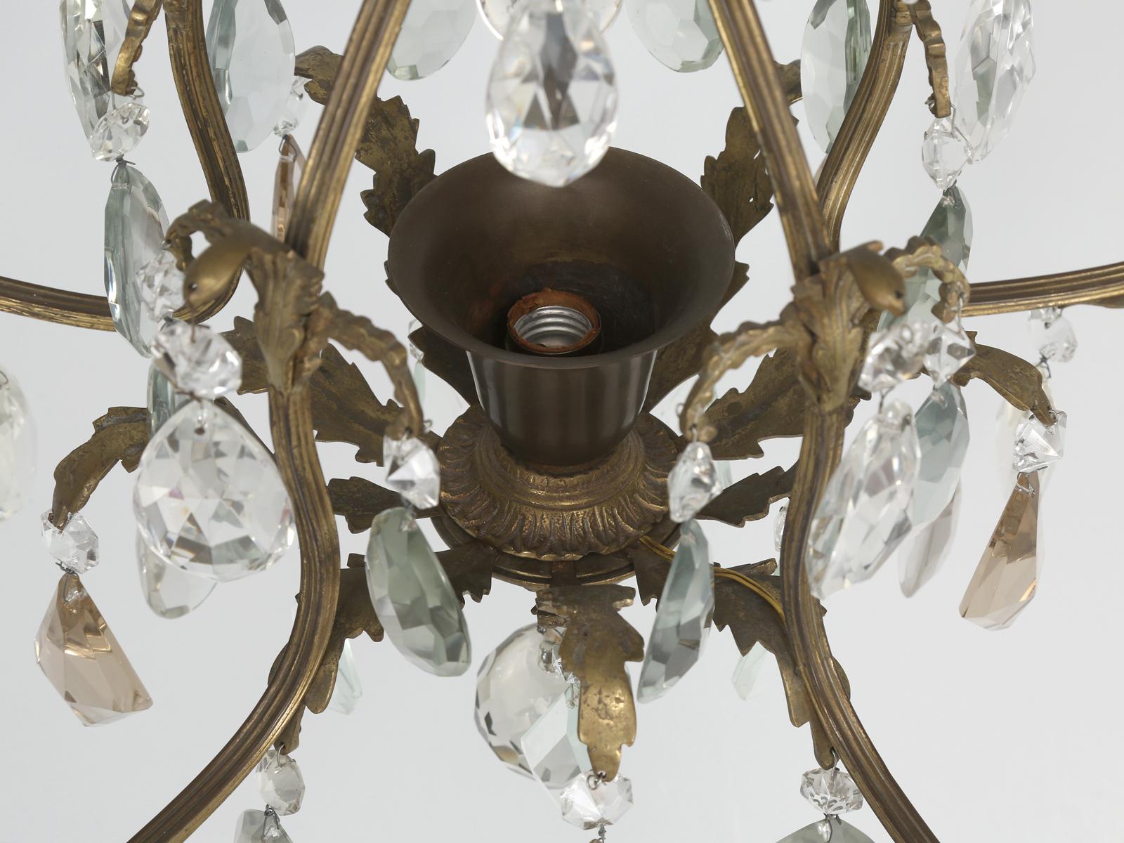 Early 20th Century Vintage Crystal and Bronze Chandelier from Chicago North Shore Historic Home