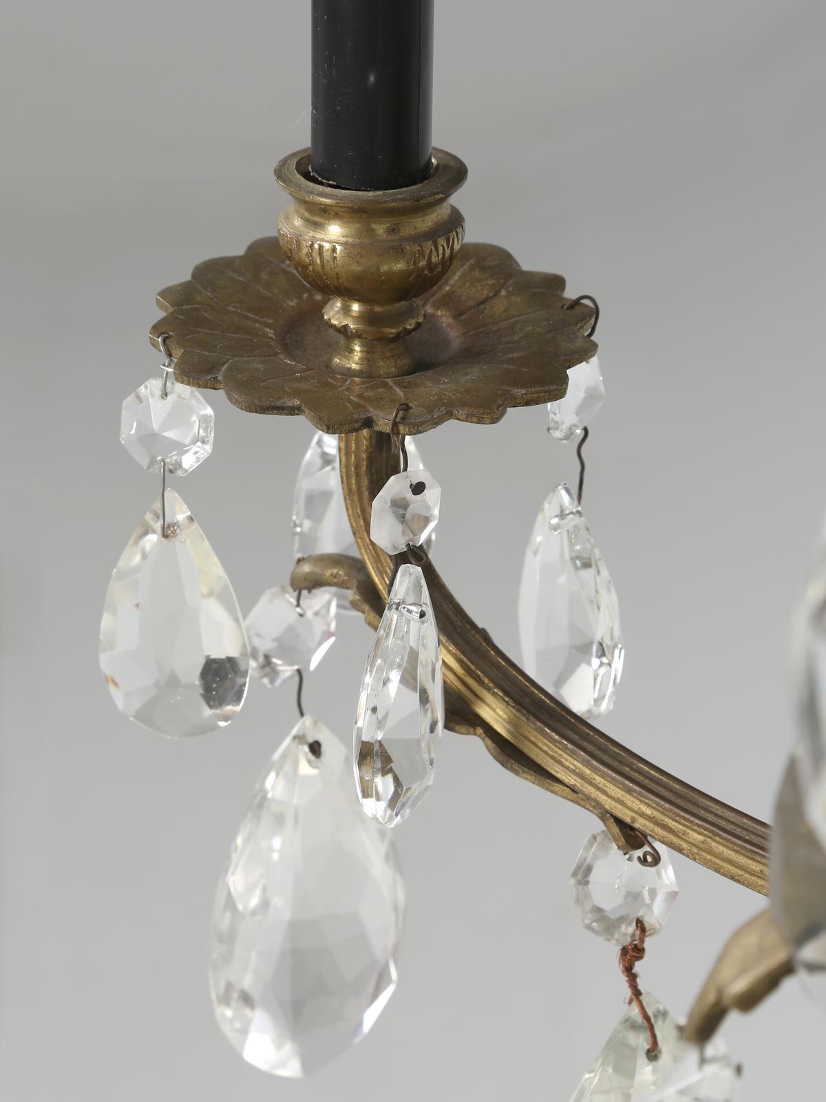 Vintage Crystal and Bronze Chandelier from Chicago North Shore Historic Home 2