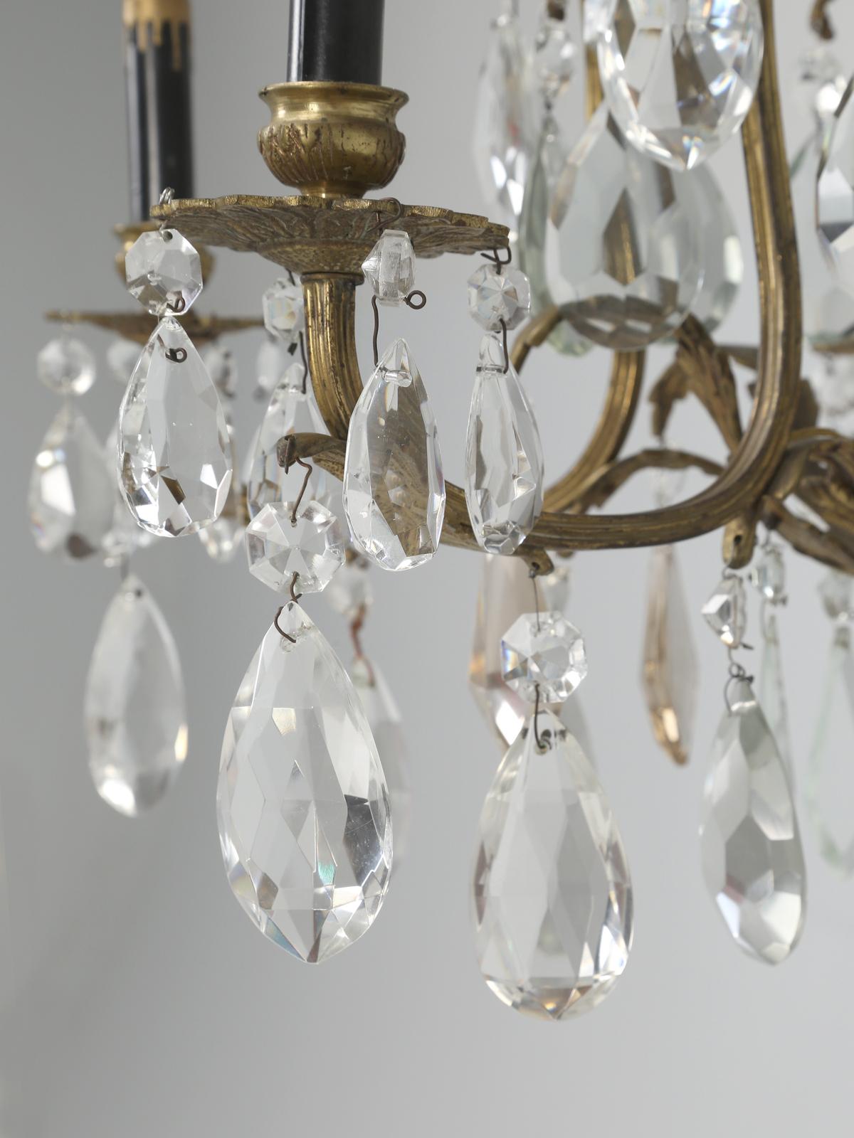 Vintage Crystal and Bronze Chandelier from Chicago North Shore Historic Home 3