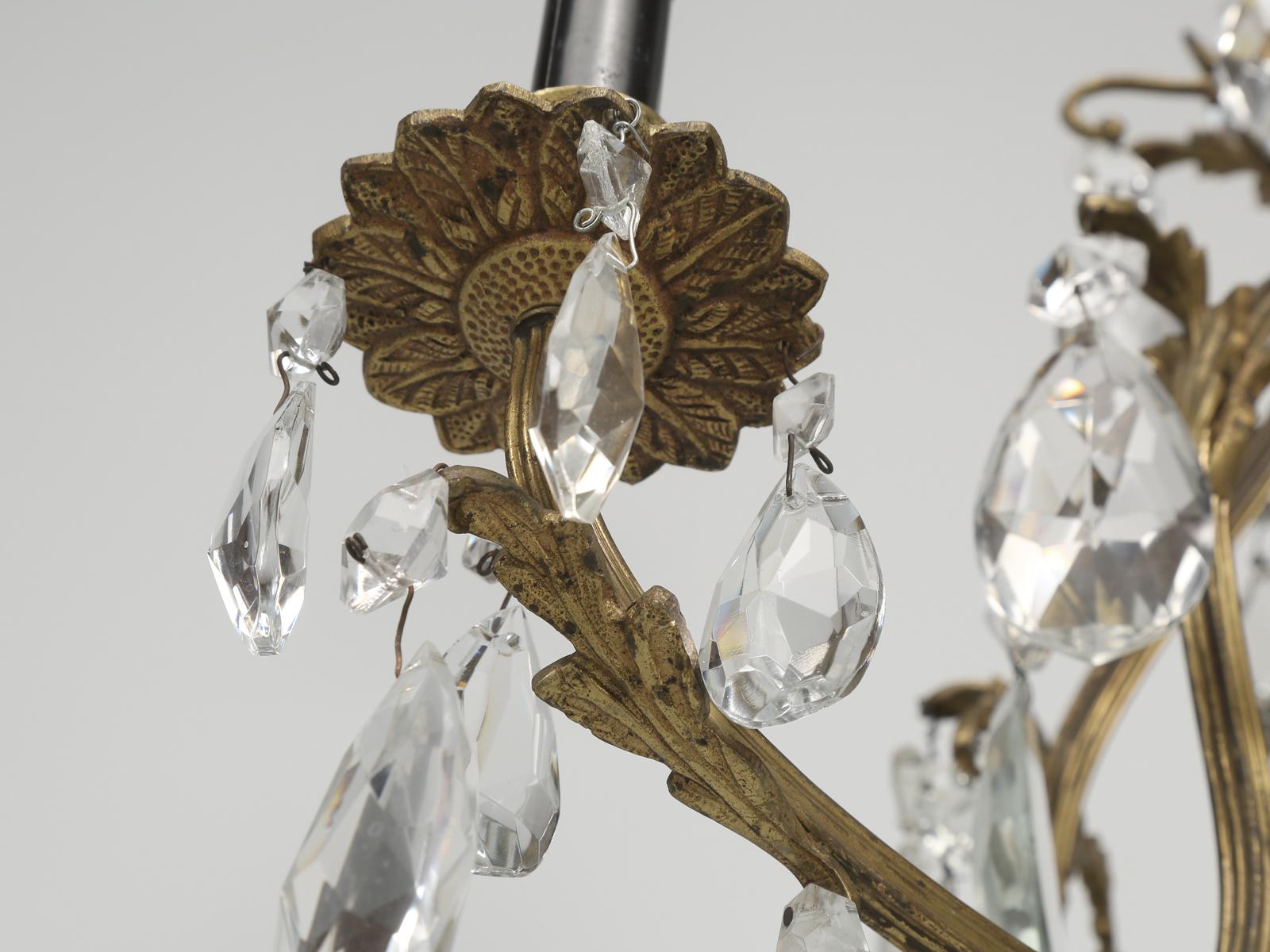 Vintage Crystal and Bronze Chandelier from Chicago North Shore Historic Home 4