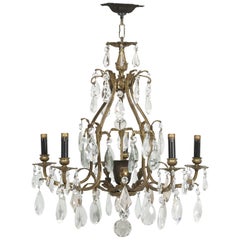 Antique Crystal and Bronze Chandelier from Chicago North Shore Historic Home