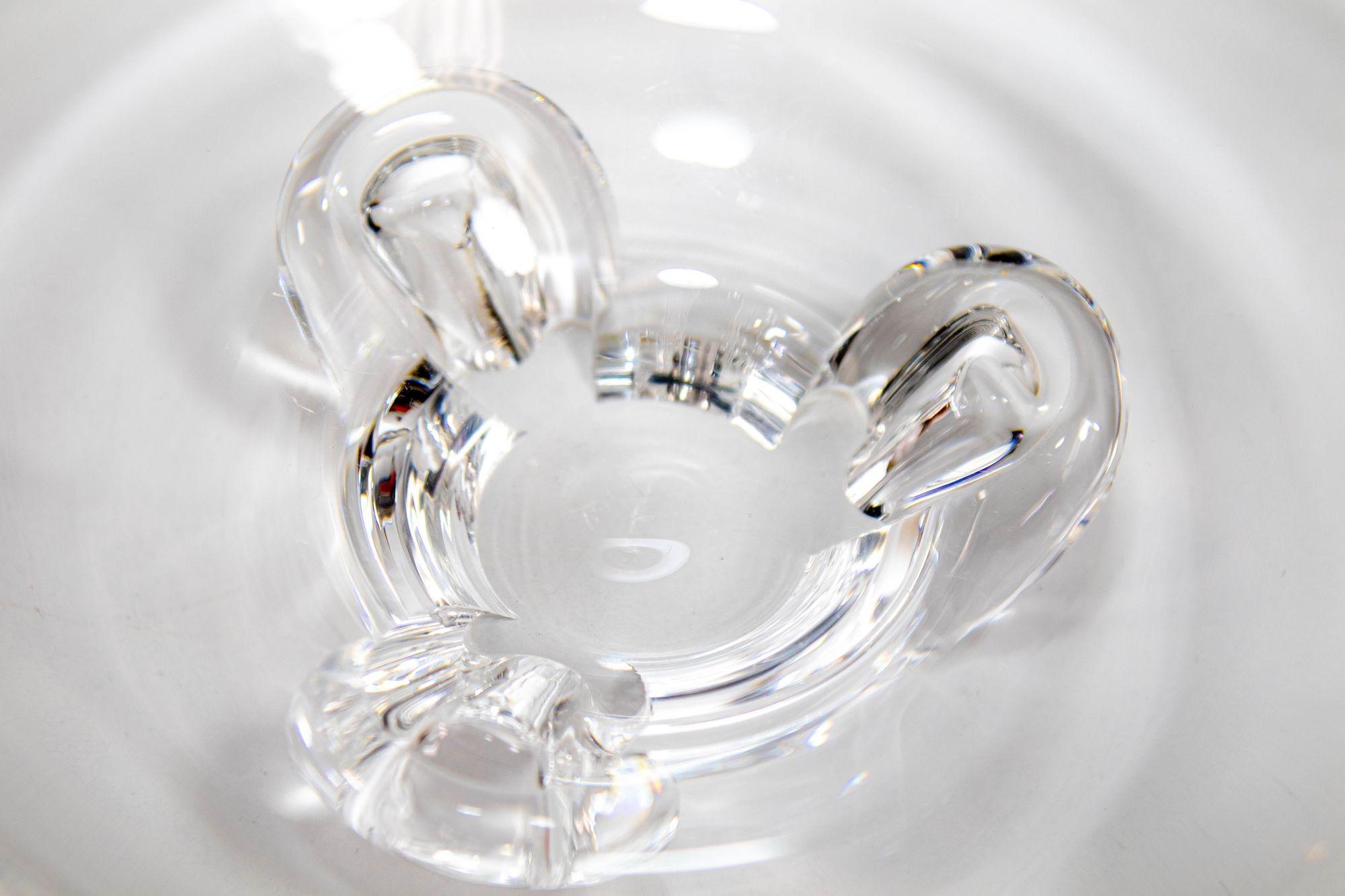 20th Century Vintage Crystal Art Glass Steuben Bowl on Tripod Base For Sale