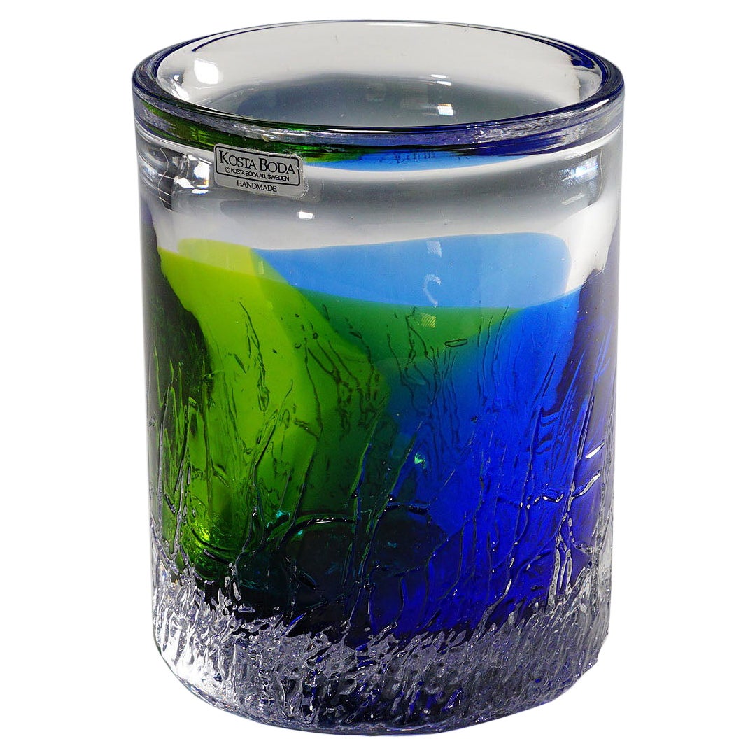 Vase en cristal d'art vintage par Göran Wärff pour Kosta, 1970