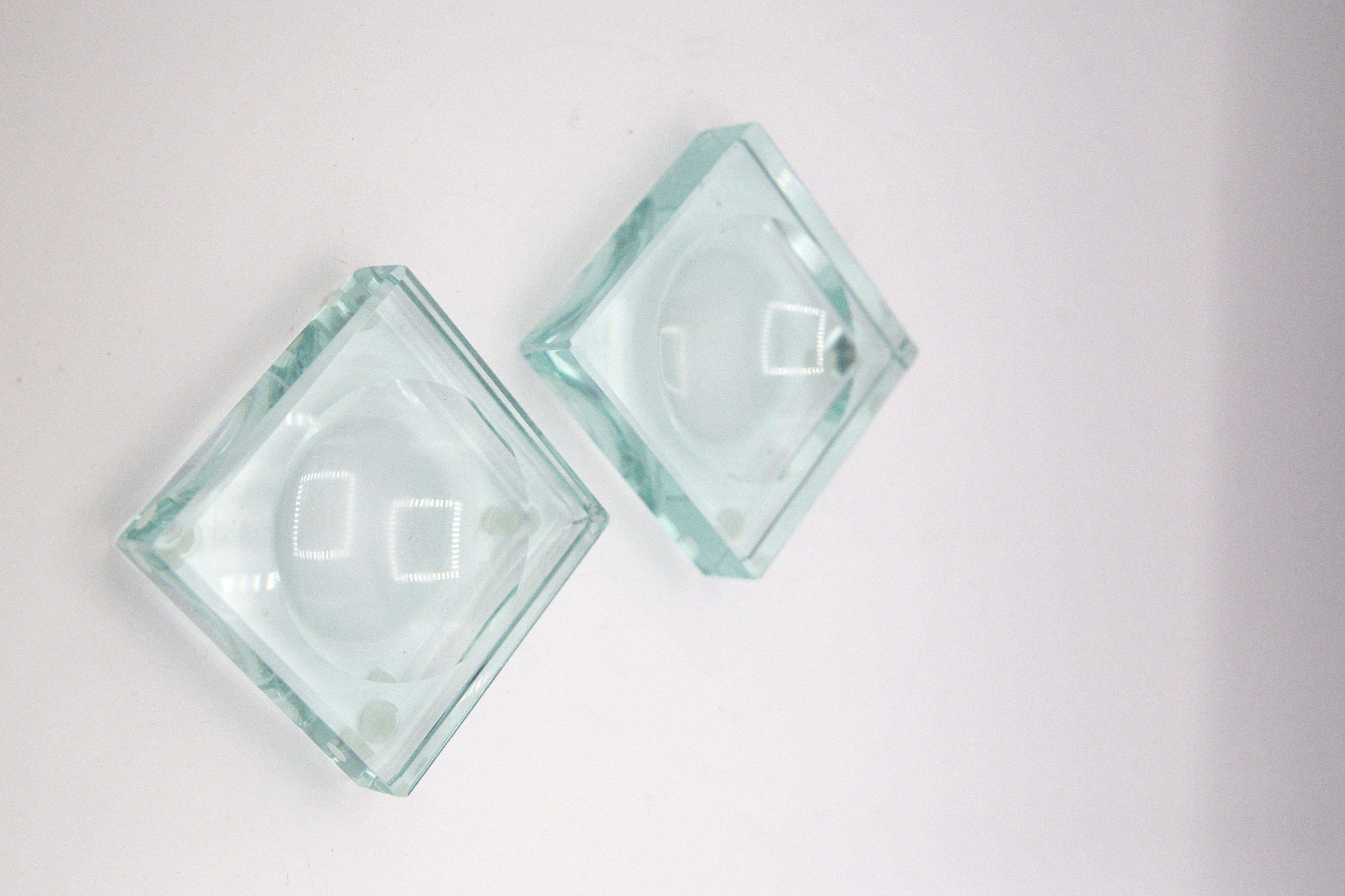 italien Cendriers vintage en cristal de Fontana Arte en vente