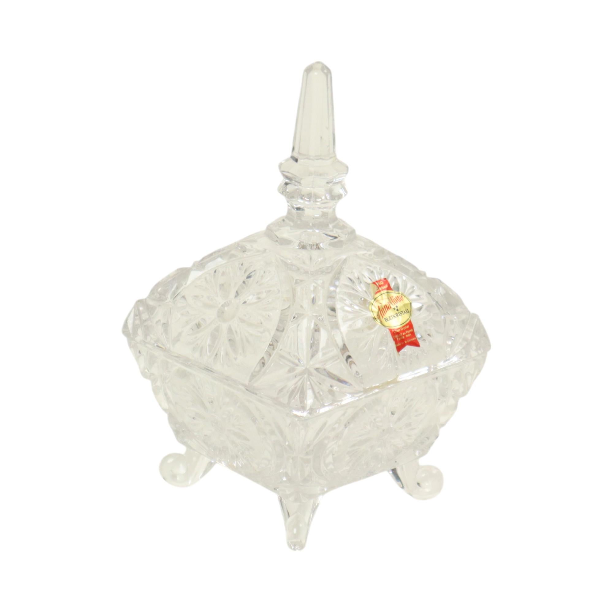 20th Century Vintage Crystal Bonbonniere Candy Dish West Germany For Sale