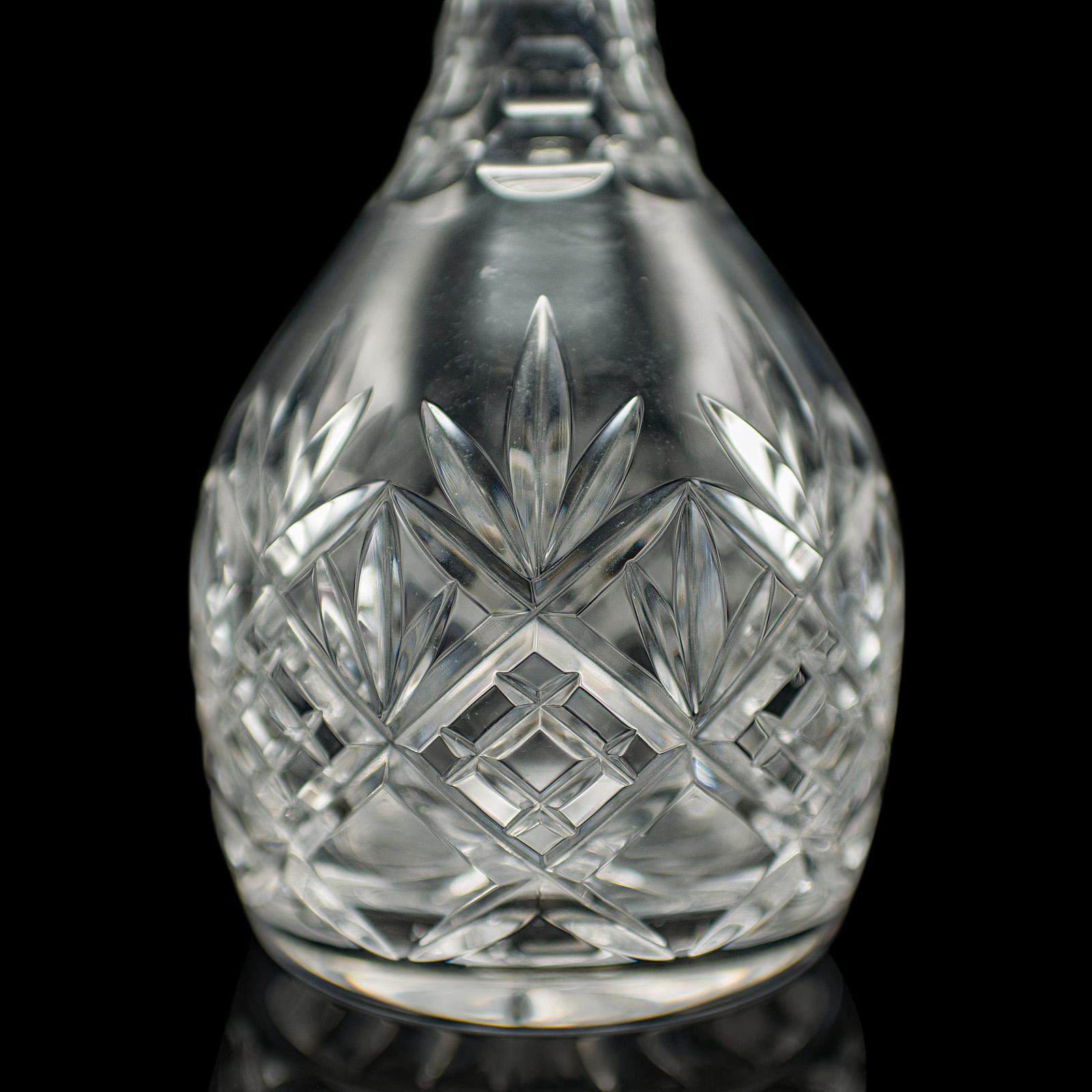 Vintage Crystal Brandy Decanter, English, Cut Glass, Spirit Vessel, Mid Century For Sale 4