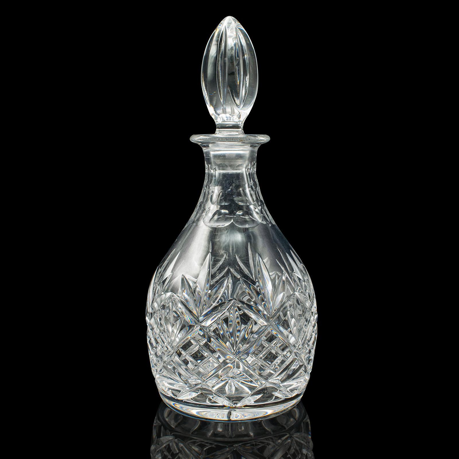 Mid-Century Modern Vintage Crystal Brandy Decanter, English, Cut Glass, Spirit Vessel, Mid Century For Sale