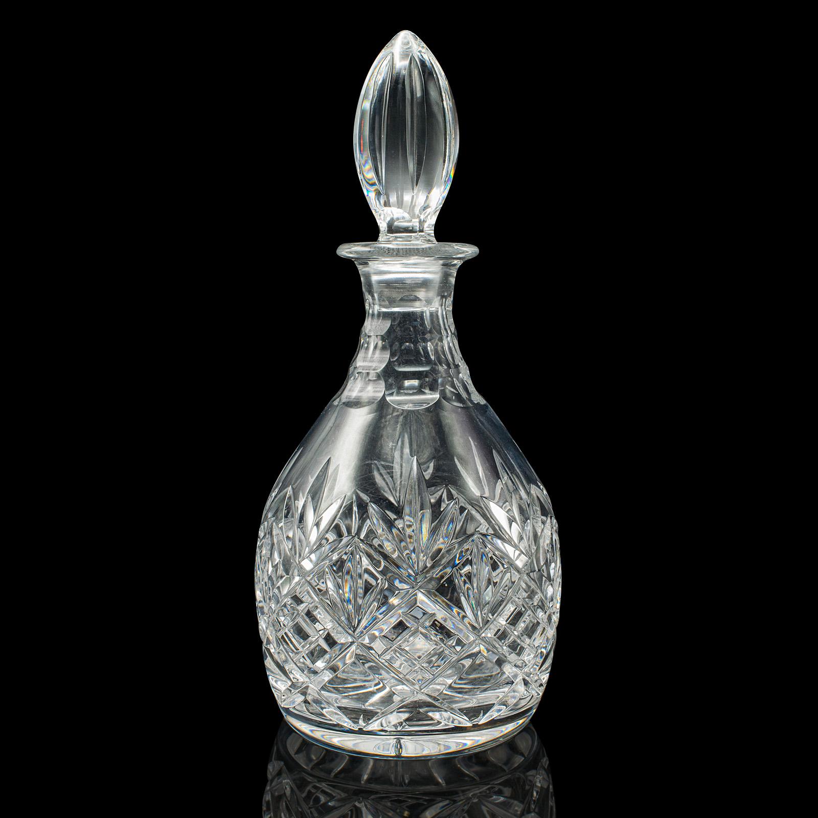 British Vintage Crystal Brandy Decanter, English, Cut Glass, Spirit Vessel, Mid Century For Sale