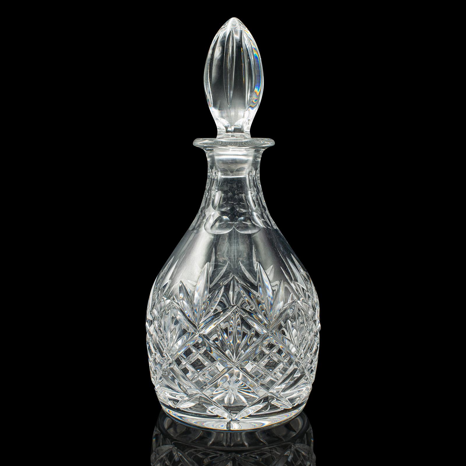 Vintage Crystal Brandy Decanter, English, Cut Glass, Spirit Vessel, Mid Century In Good Condition For Sale In Hele, Devon, GB