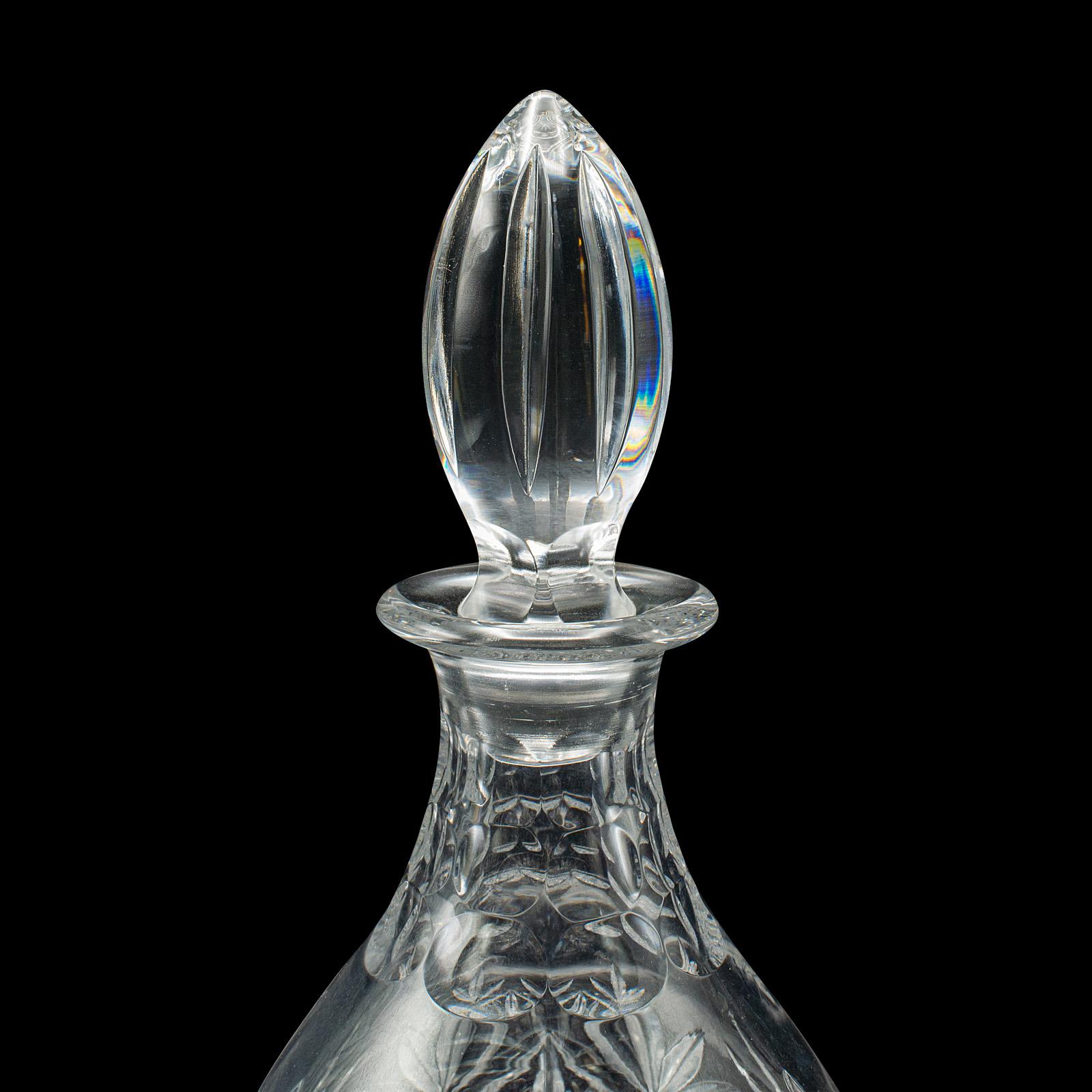 20th Century Vintage Crystal Brandy Decanter, English, Cut Glass, Spirit Vessel, Mid Century For Sale