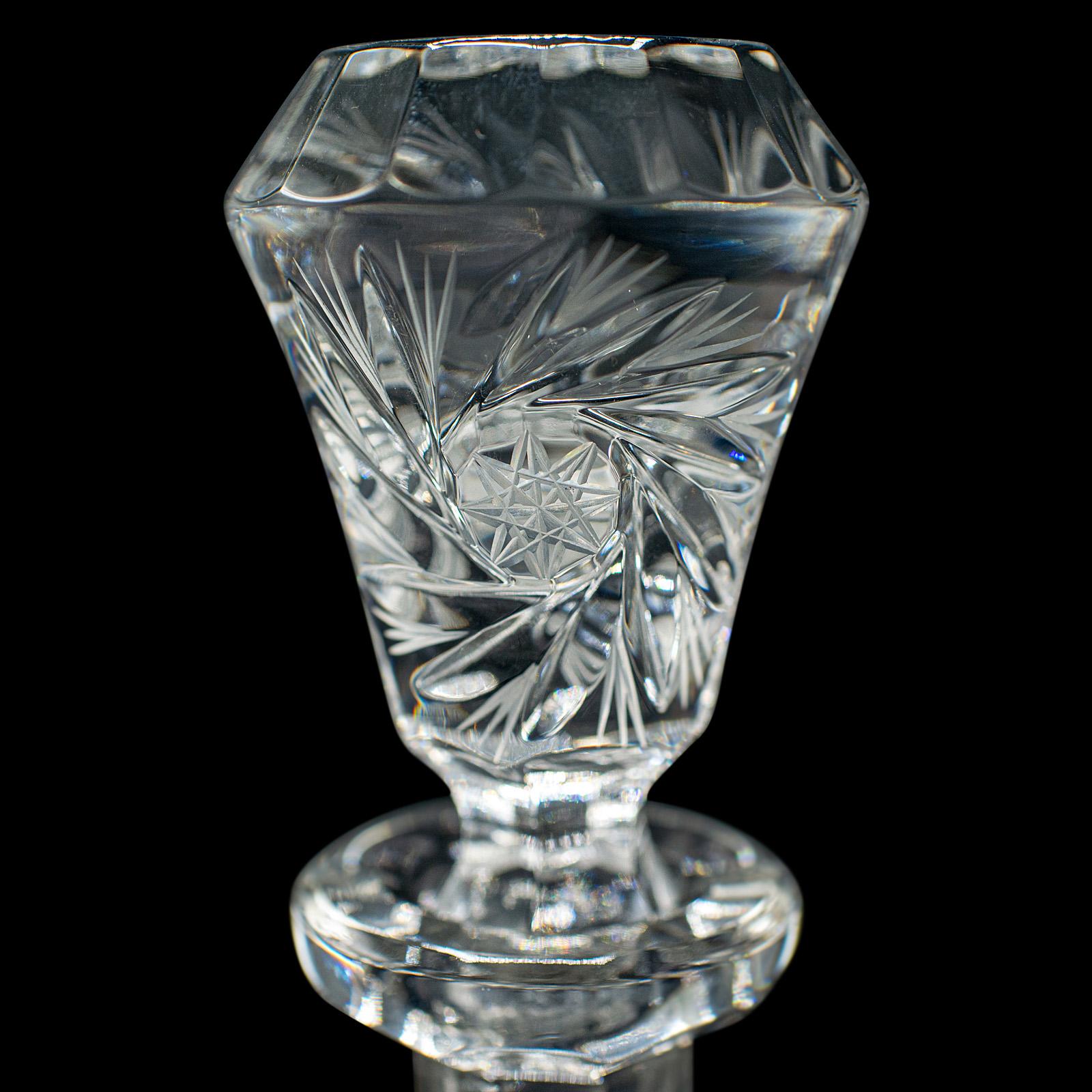 Vintage Crystal Brandy Decanter, English, Cut Glass Spirit Vessel, Mid Century For Sale 2
