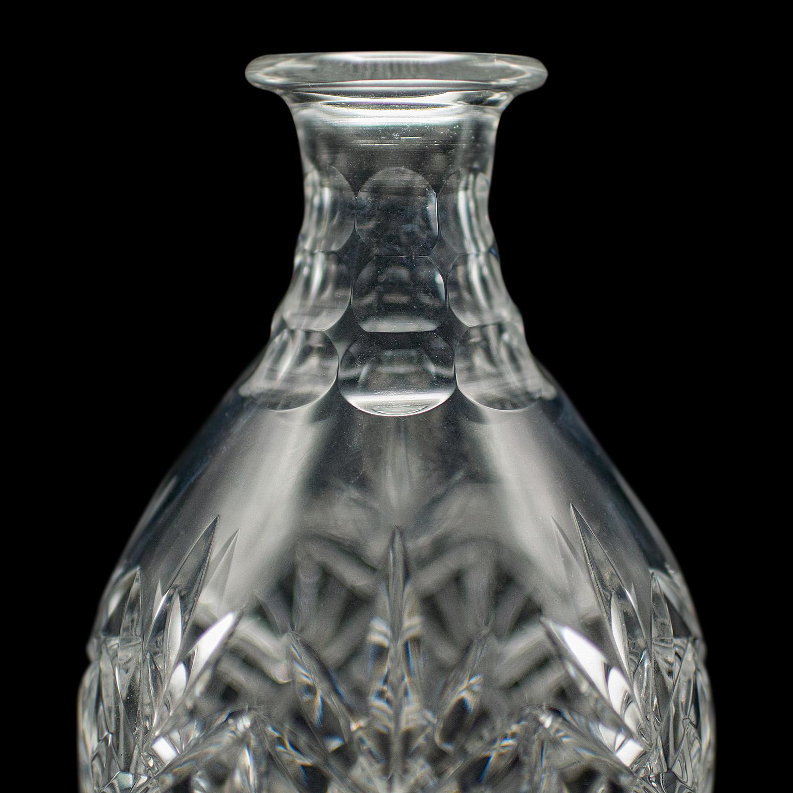 Vintage Crystal Brandy Decanter, English, Cut Glass, Spirit Vessel, Mid Century For Sale 3