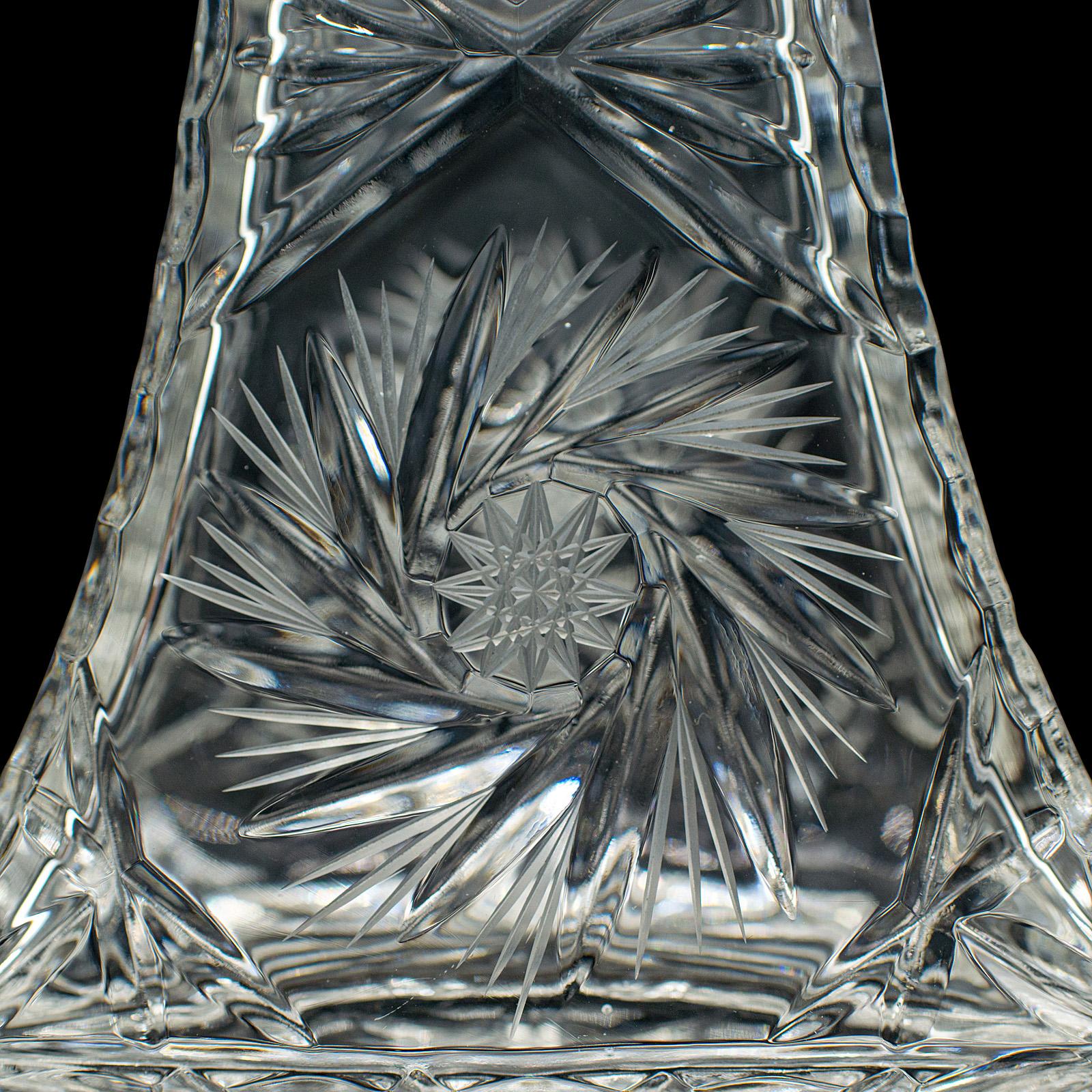 Vintage Crystal Brandy Decanter, English, Cut Glass Spirit Vessel, Mid Century For Sale 3