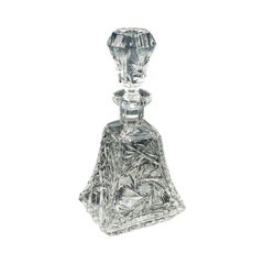Vintage Crystal Brandy Decanter, English, Cut Glass Spirit Vessel, Mid Century