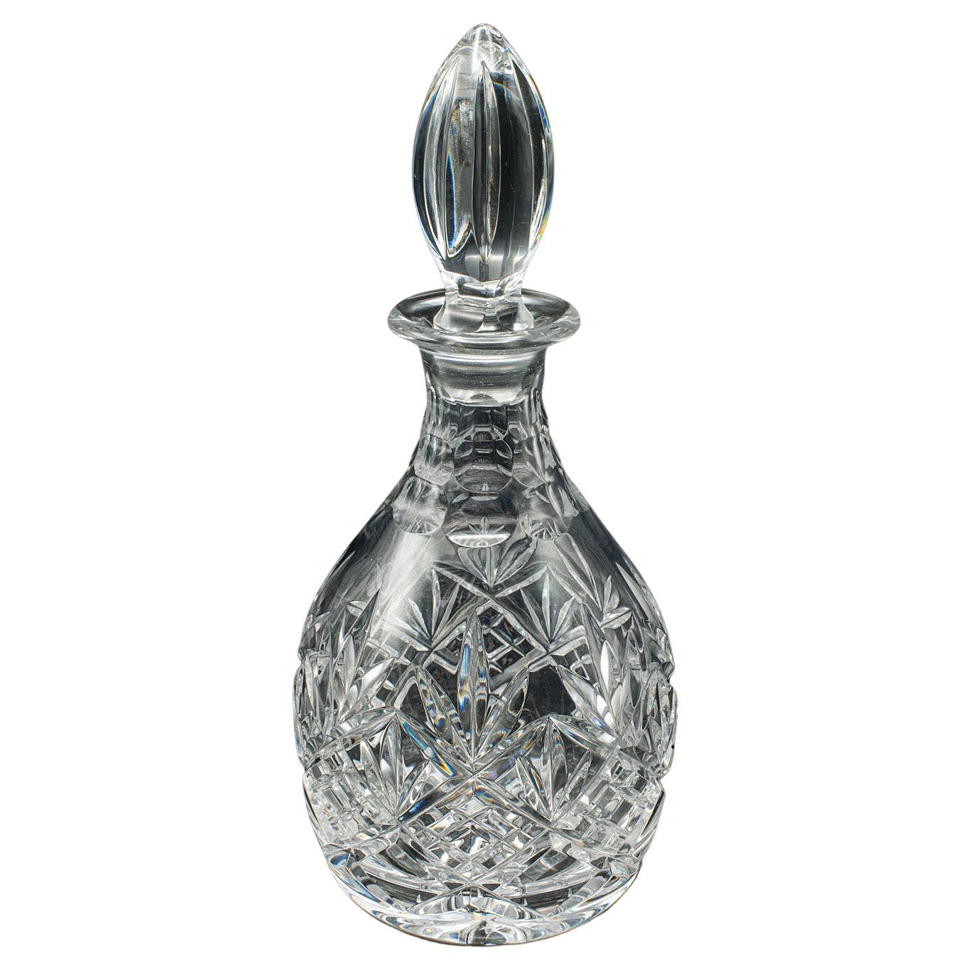 Vintage Crystal Brandy Decanter, English, Cut Glass, Spirit Vessel, Mid Century