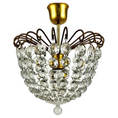 Used Crystal Brass Chandelier France 1960s
