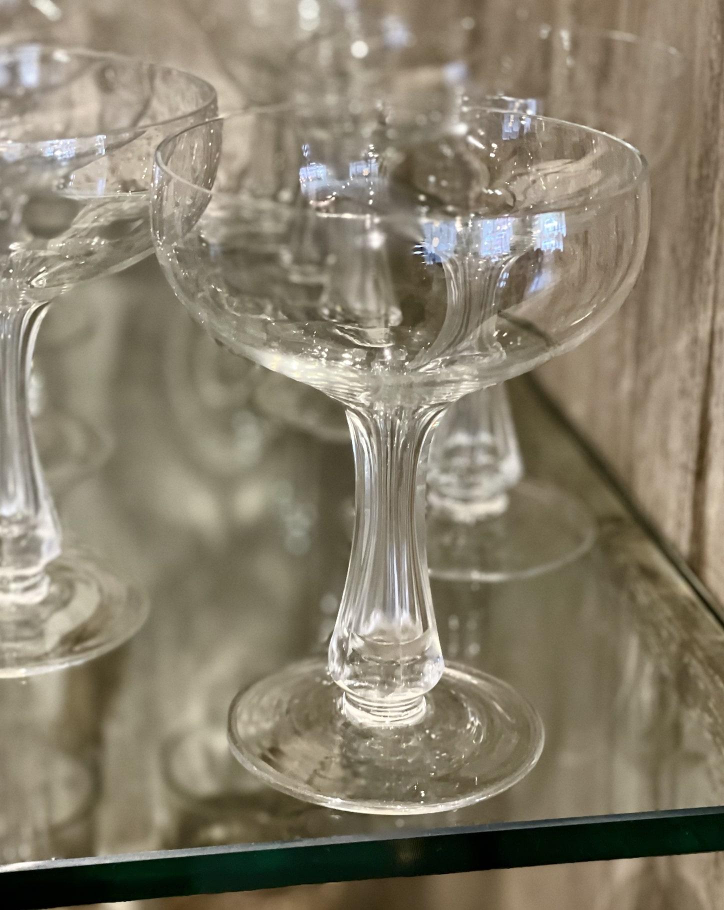 Vintage Crystal Champagne Coupes  Set of 12 In Good Condition In Pasadena, CA