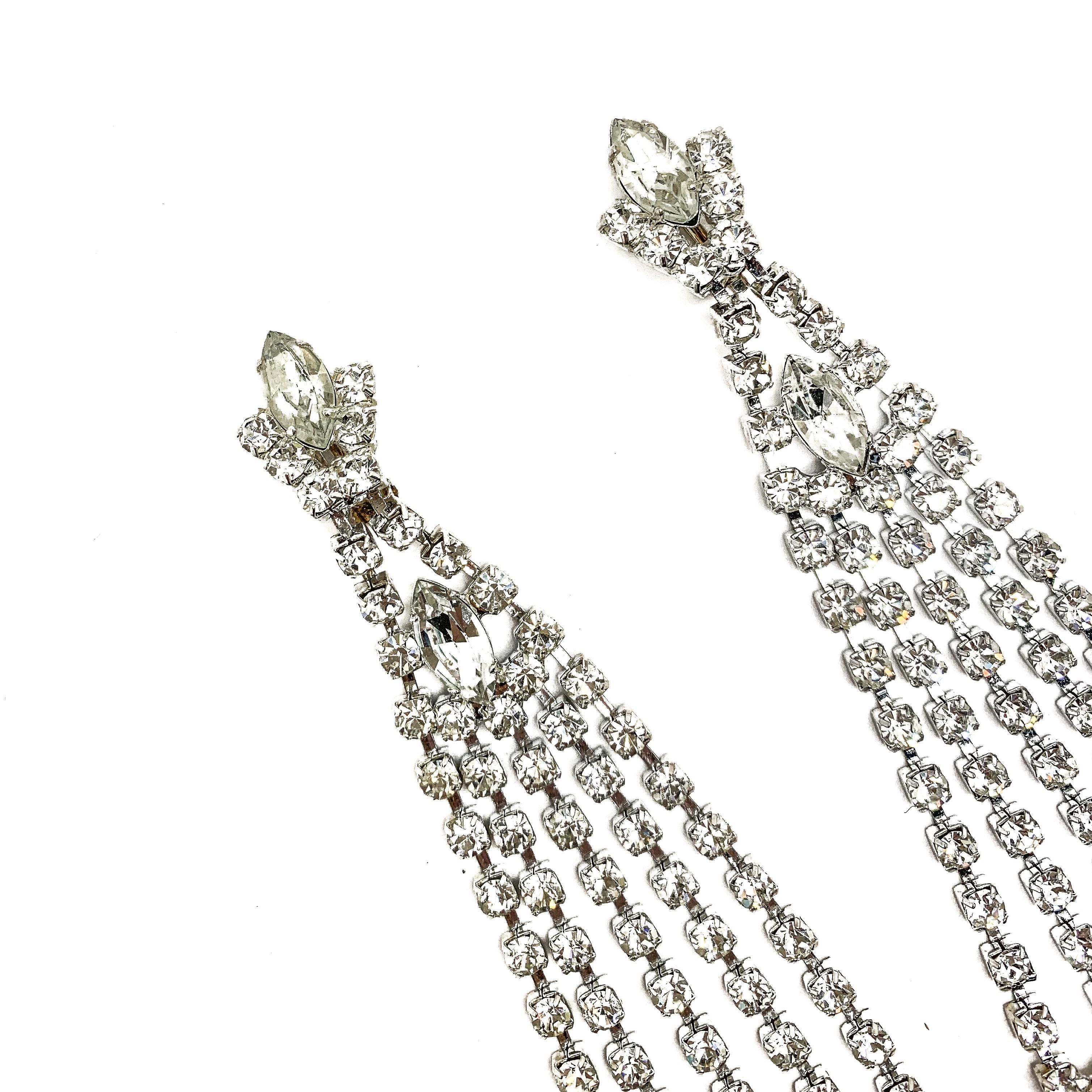 Vintage Crystal Chandelier Earrings 1980s In Good Condition For Sale In Wilmslow, GB