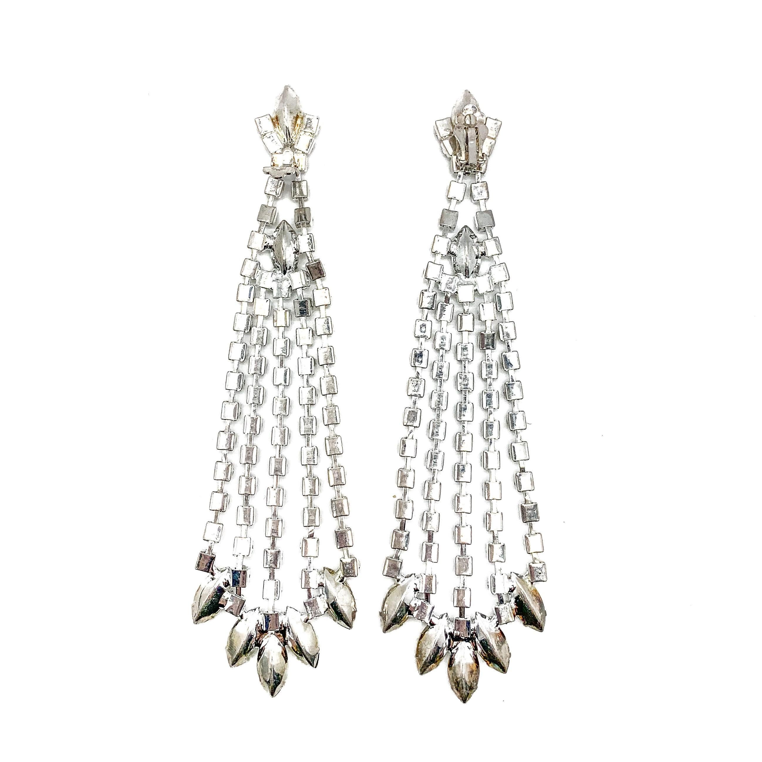 Vintage Crystal Chandelier Earrings 1980s For Sale 1