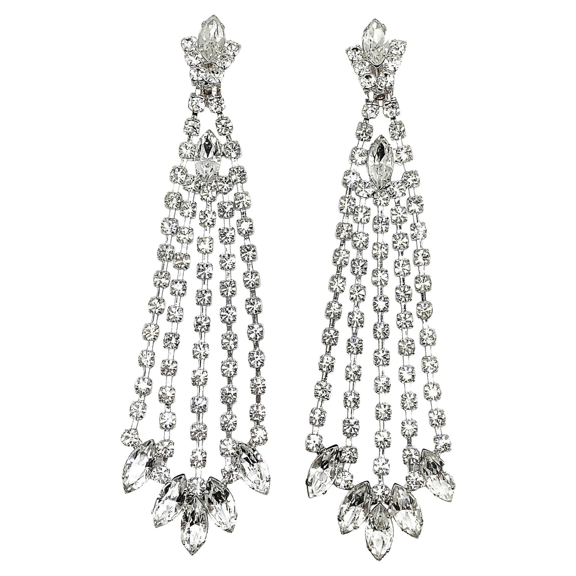 Vintage Crystal Chandelier Earrings 1980s