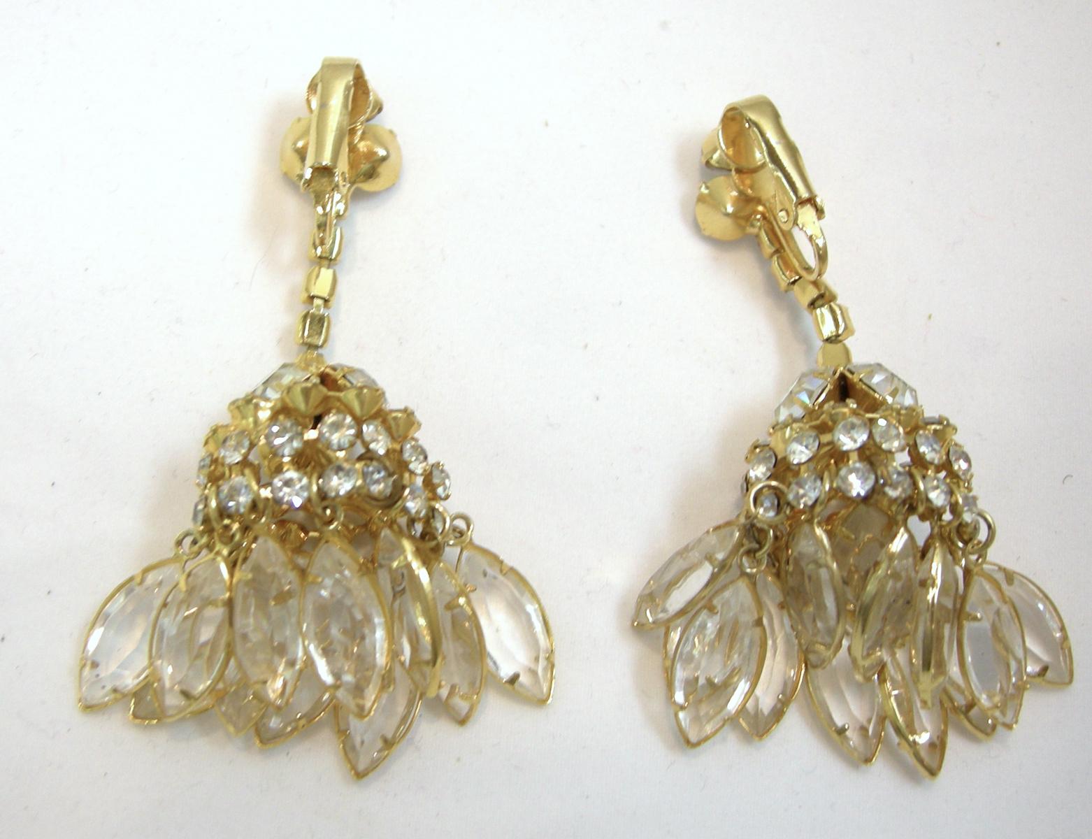 Vintage Crystal Chandelier Earrings In Good Condition In New York, NY