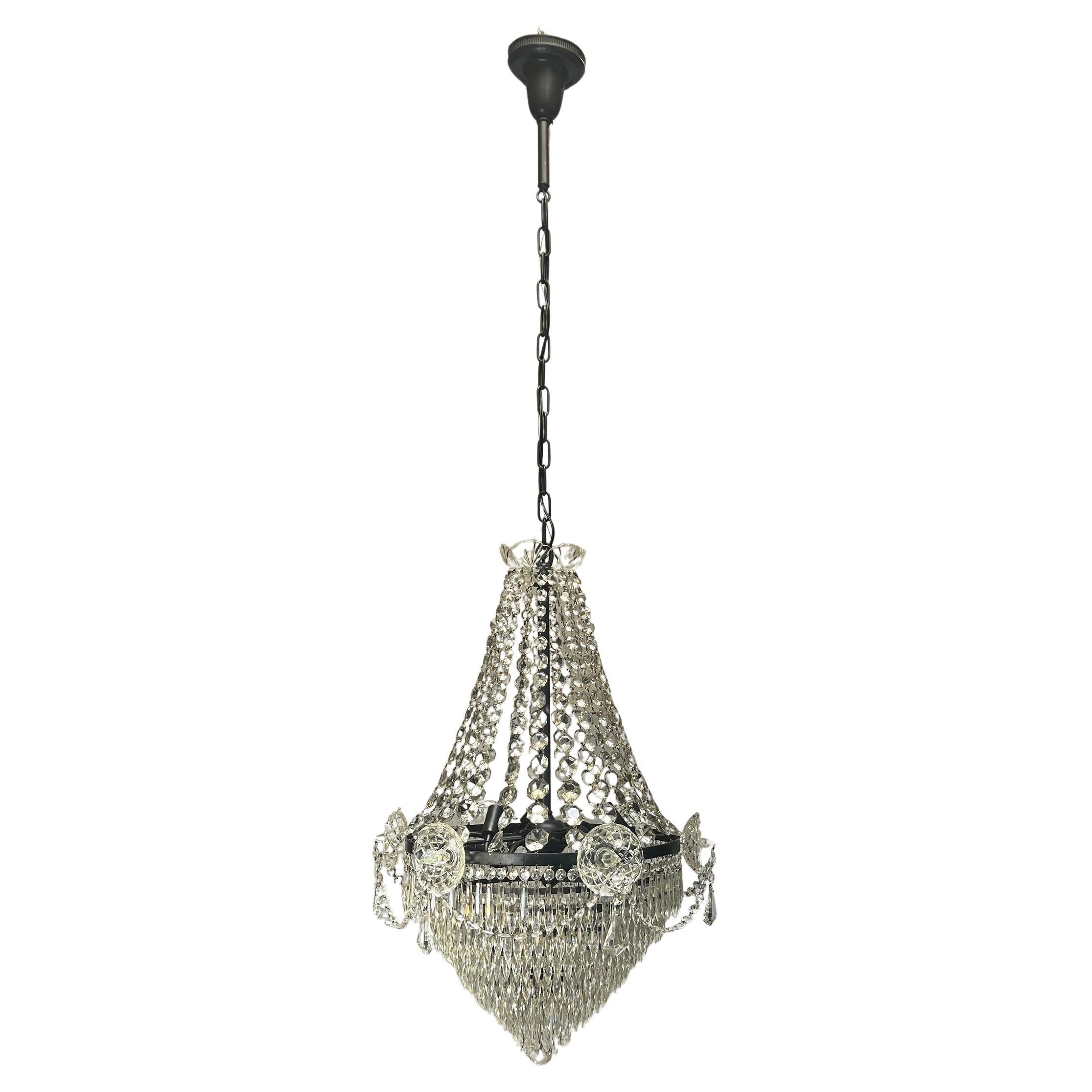 Vintage Crystal Chandelier in Black.